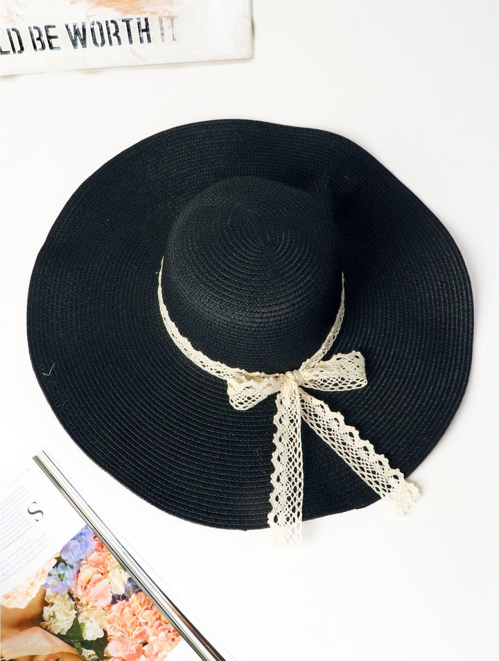Summer Wide Brim Hat W/ Lace Strap