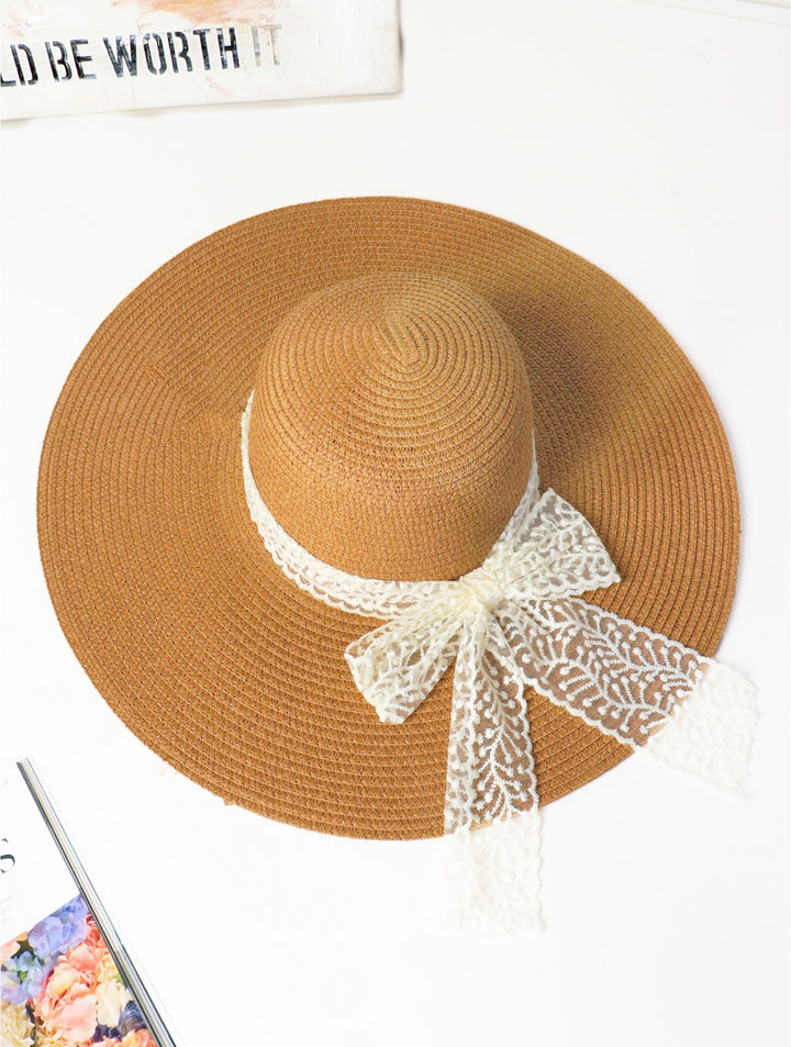Summer Wide Brim Hat W/ Lace Strap