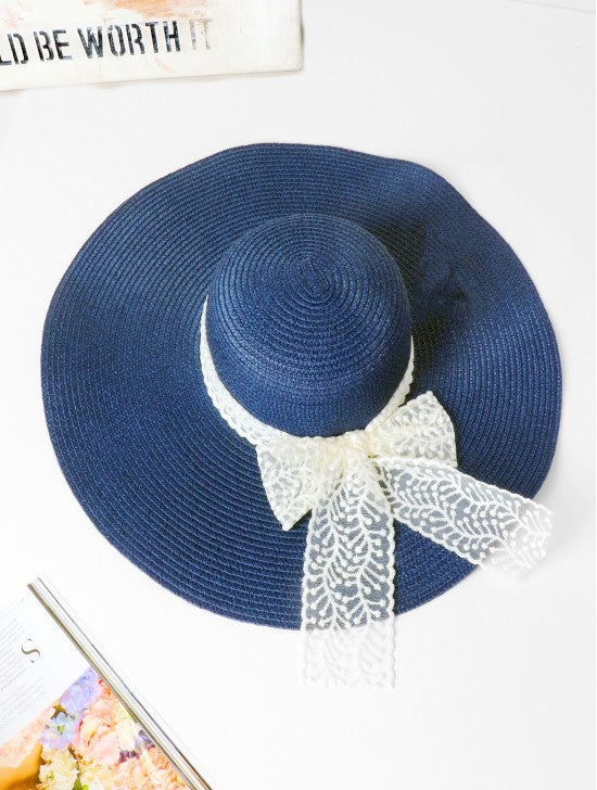 Summer Wide Brim Hat W/ Lace Strap