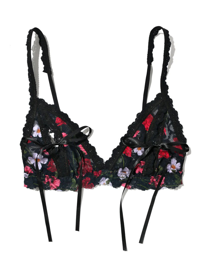 Printed Lace Tie Front Bralette Am I Dreaming