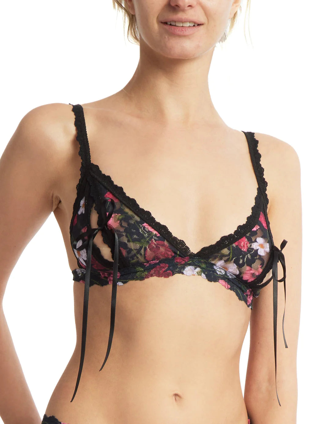 Printed Lace Tie Front Bralette Am I Dreaming