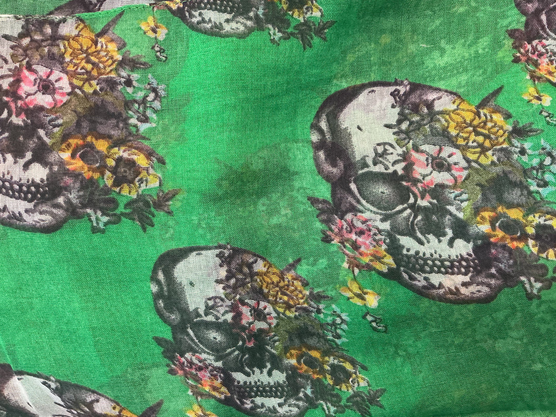 FLOWERS ON SKULLS SCARF