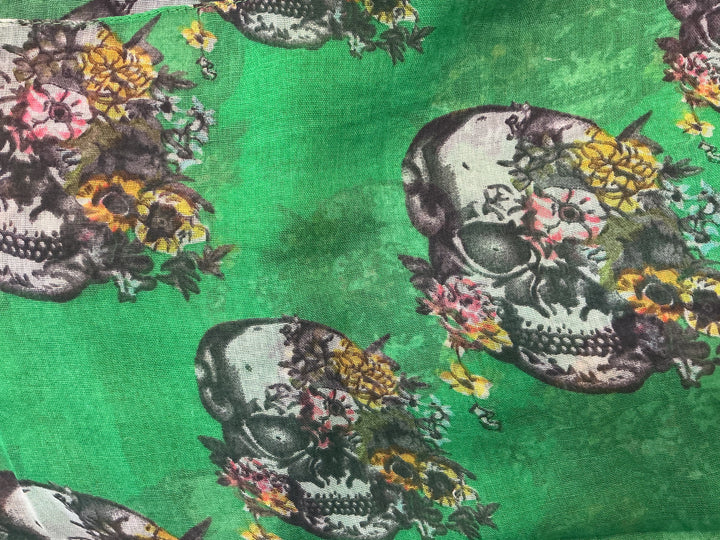 FLOWERS ON SKULLS SCARF