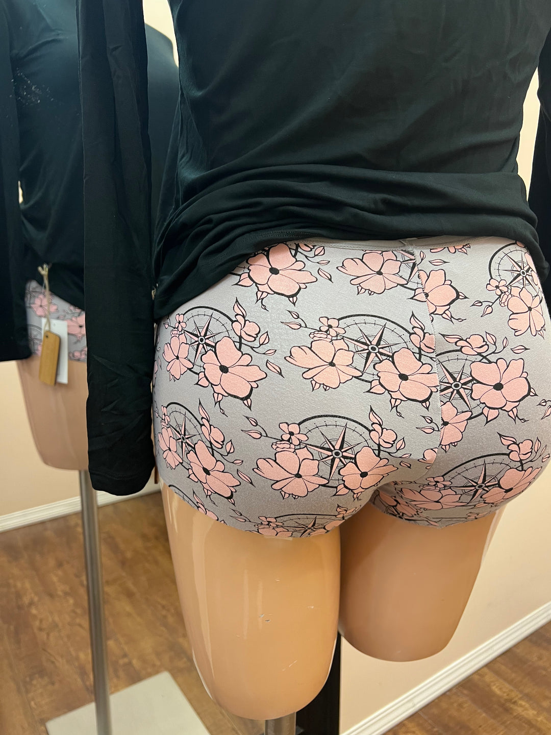 Women's Print Boy Short Underwear - Feather Nautical Floral - Size 2X