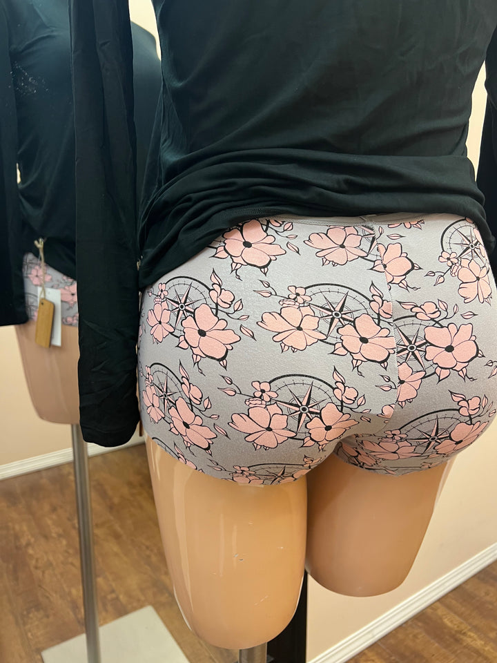 Women's Print Boy Short Underwear - Feather Nautical Floral - Size 2X