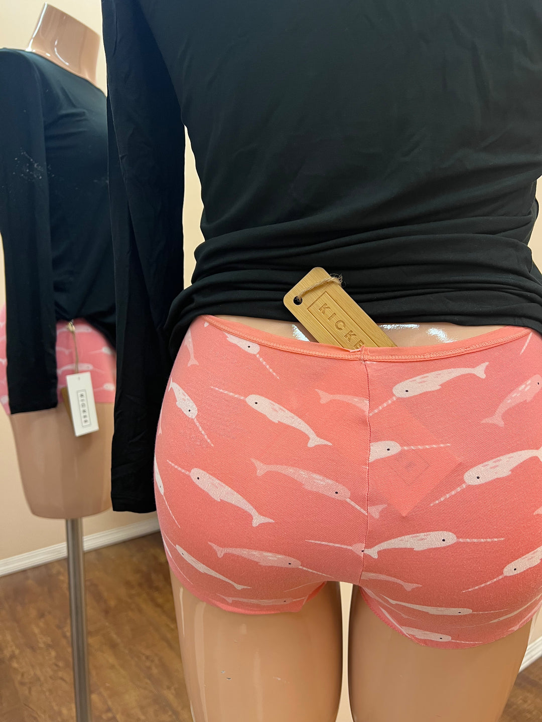 Women's Print Boy Short Underwear - Strawberry Narwhal - Size Large