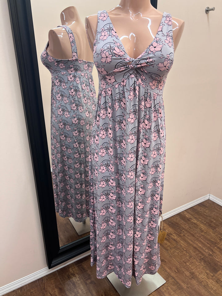 Simple Twist Nightgown / Dress - Feather Nautical Floral