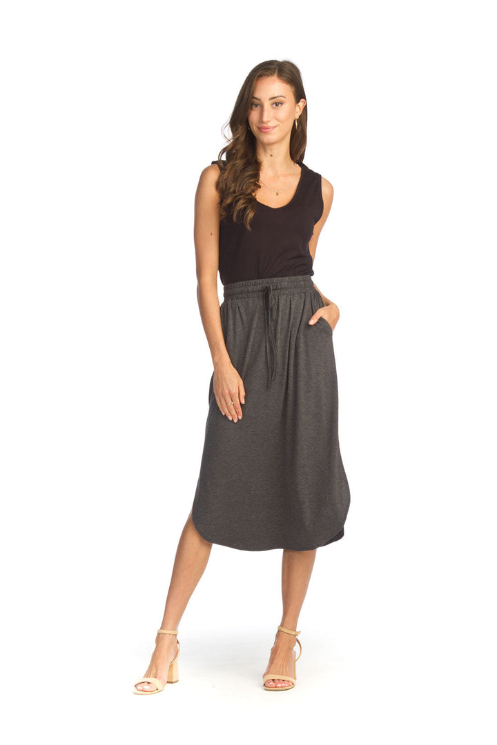 Black Heathered Knit Skirt With Pockets