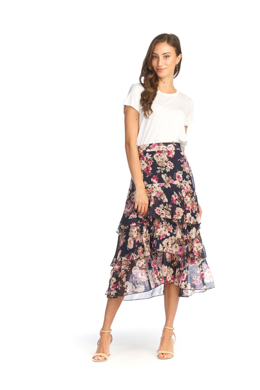 Georgette Floral Ruffle Skirt