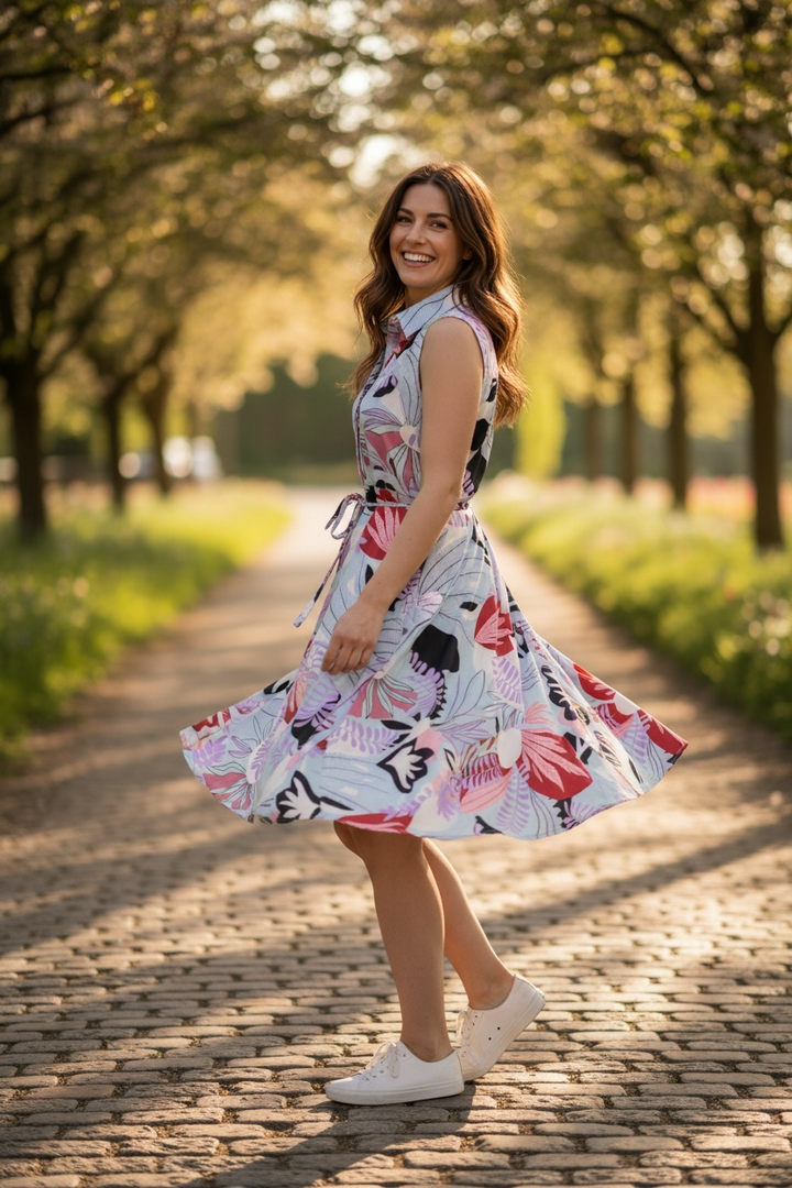 Sleeveless Button Front Dress