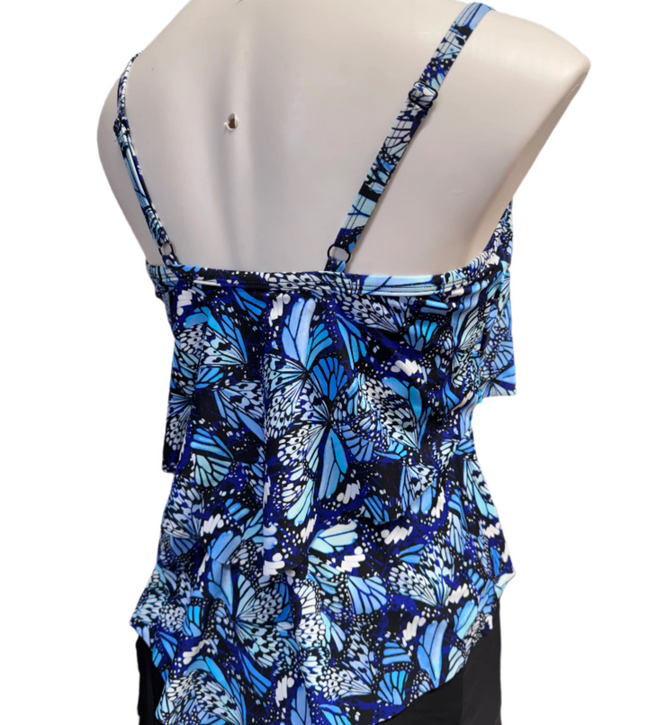 Tiered Tankini Top - Blue Butterfly