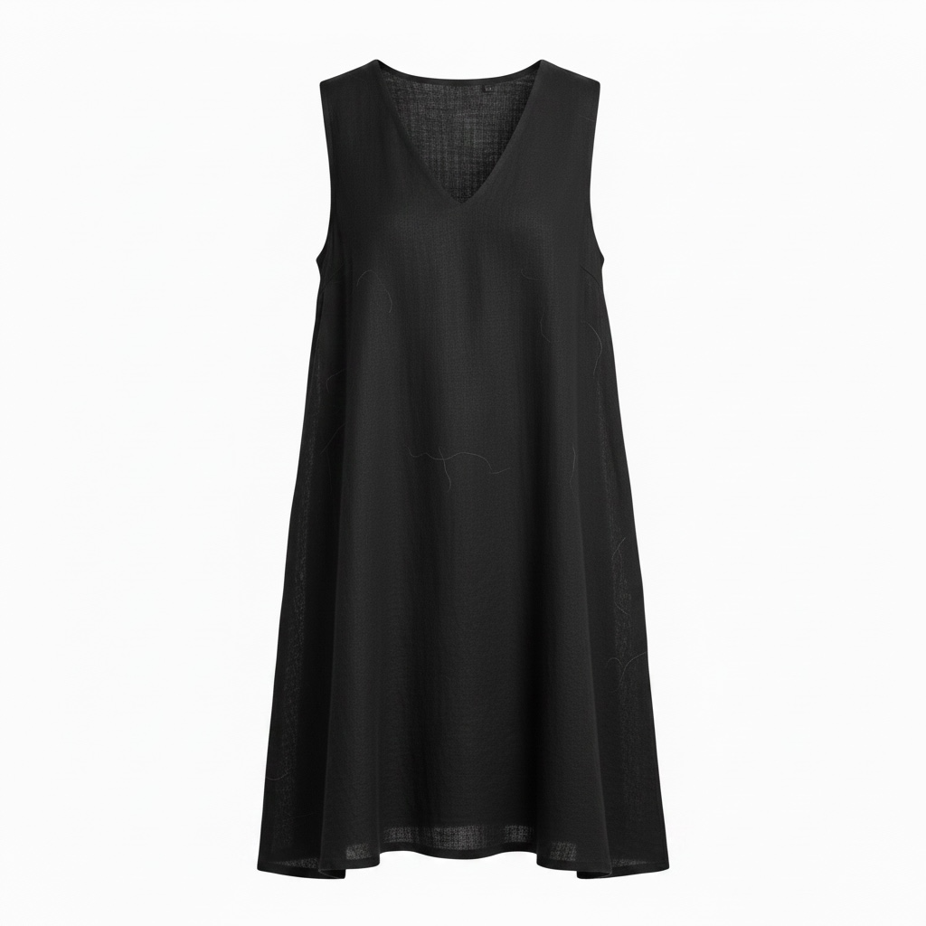 Sleeveless Linen V-Neck Dress