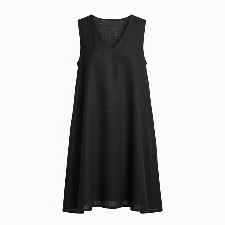 Sleeveless Linen V-Neck Dress