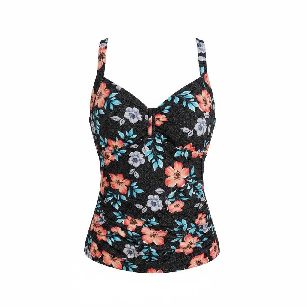 Black Sand Ondalis F Cup Convertible Tankini Top