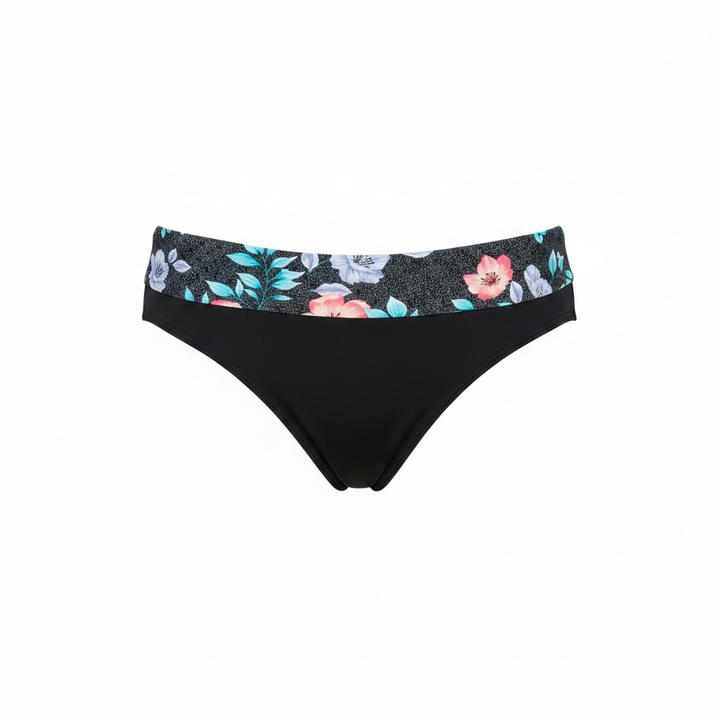 Black Sand Ondalis Mid Waist Foldover Swim Bottom