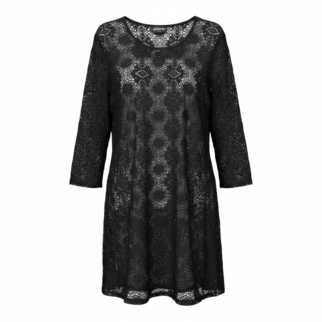 Crochet Scoop Neck 3/4 Sleeve Tunic
