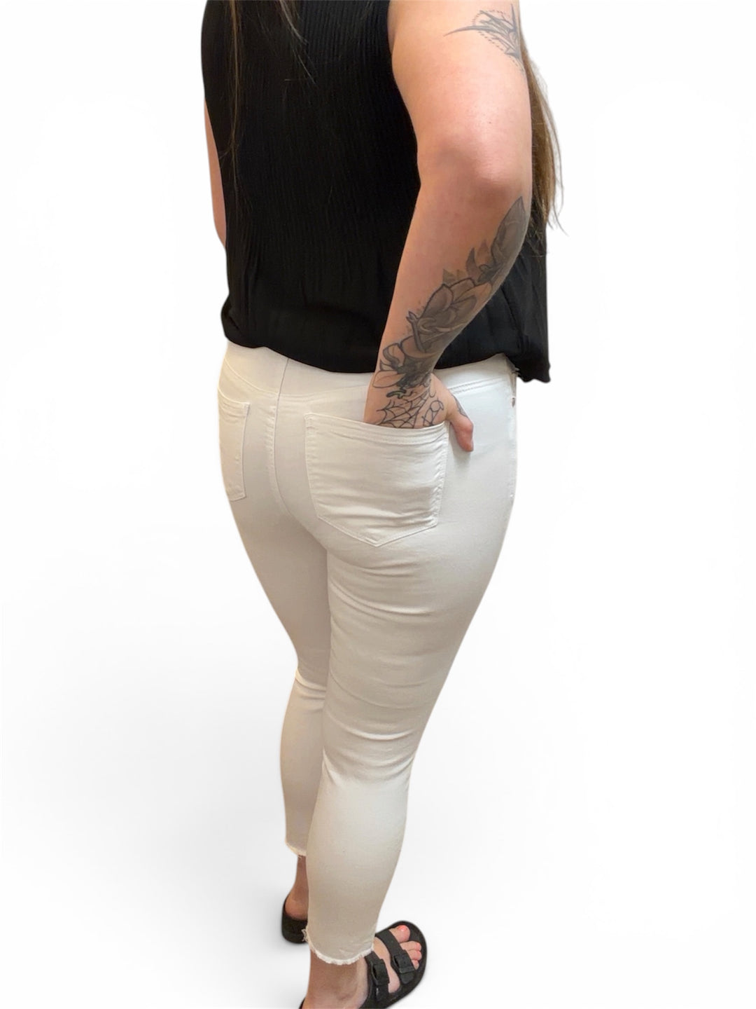 GG Stretch Denim Crop Pants