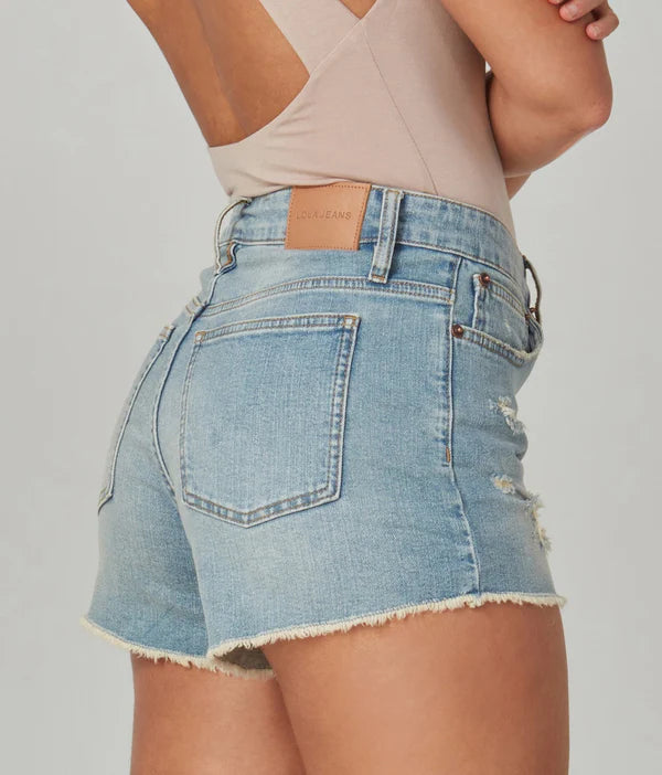 Liana High-Rise Distressed Jean Shorts