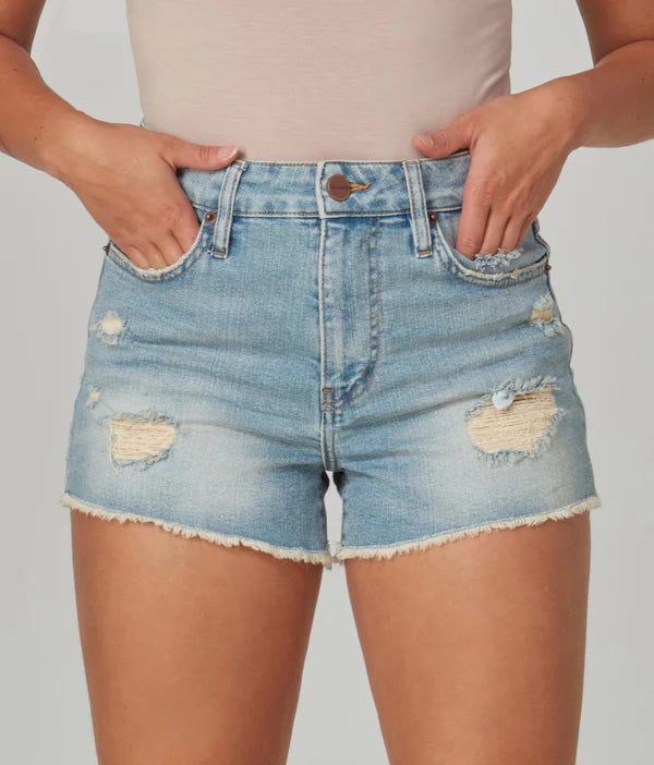 Liana High-Rise Distressed Jean Shorts