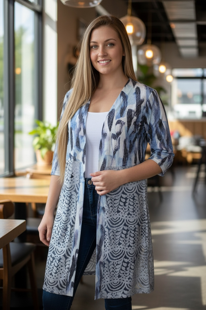 Animal Printed Kimono Style Cardigan