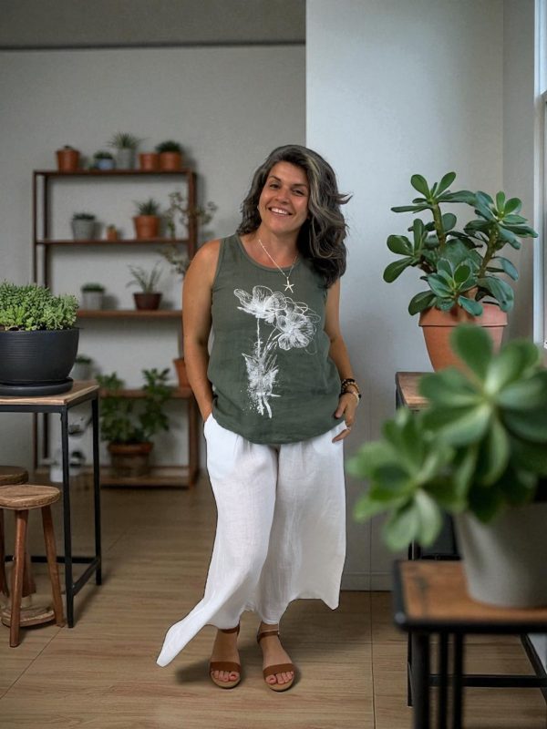 Metallic Flower Print Tank Top