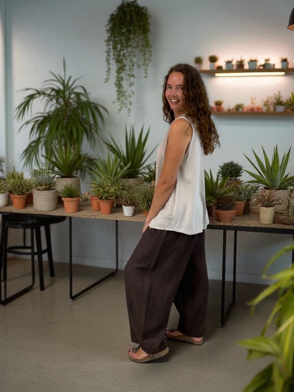 Solid Linen Round Neck Tank Top