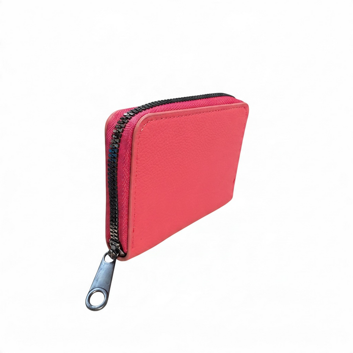 Faux Leather Zippered Cardholder Wallet