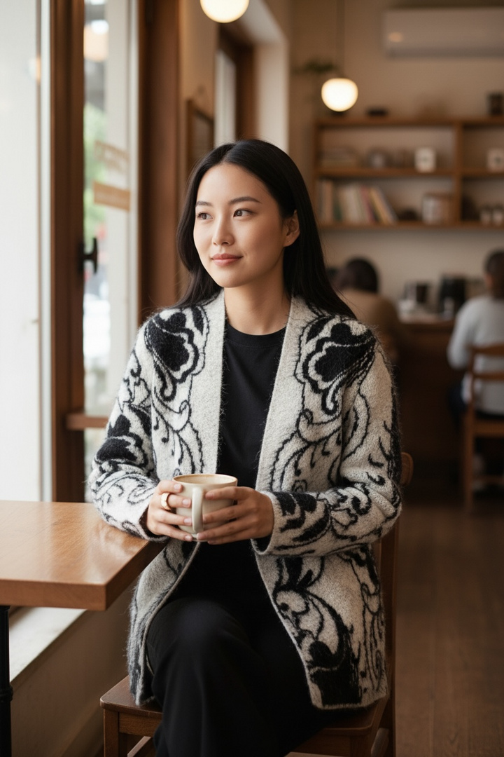 Knitted Eyelash Long Open Cardigan