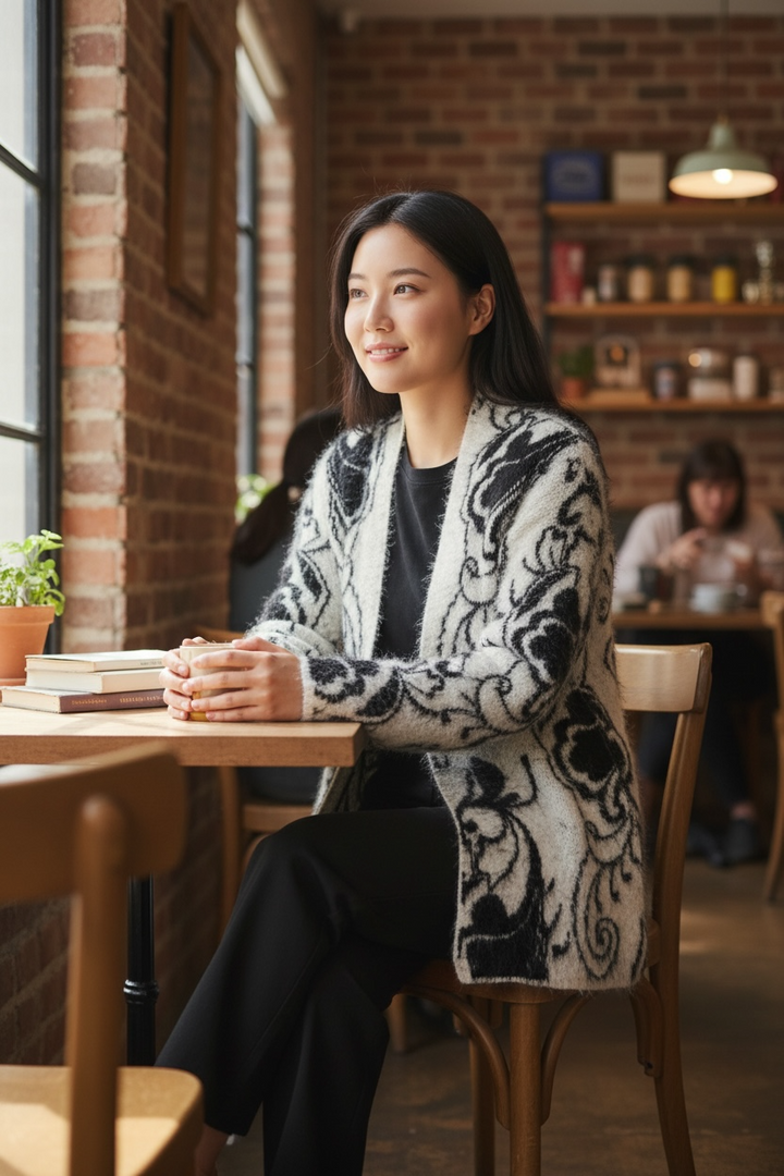 Knitted Eyelash Long Open Cardigan