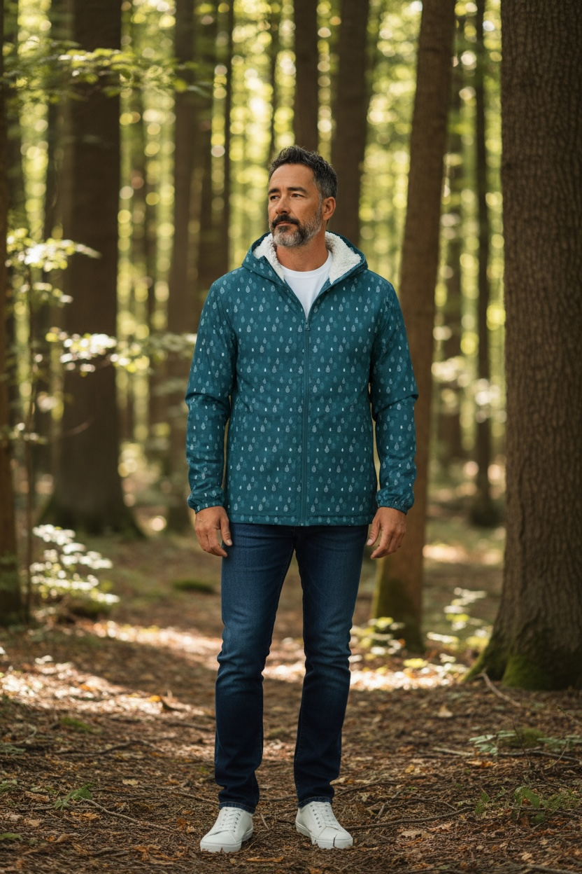 Sherpa-Lined Hooded Rain Jacket - Size Large