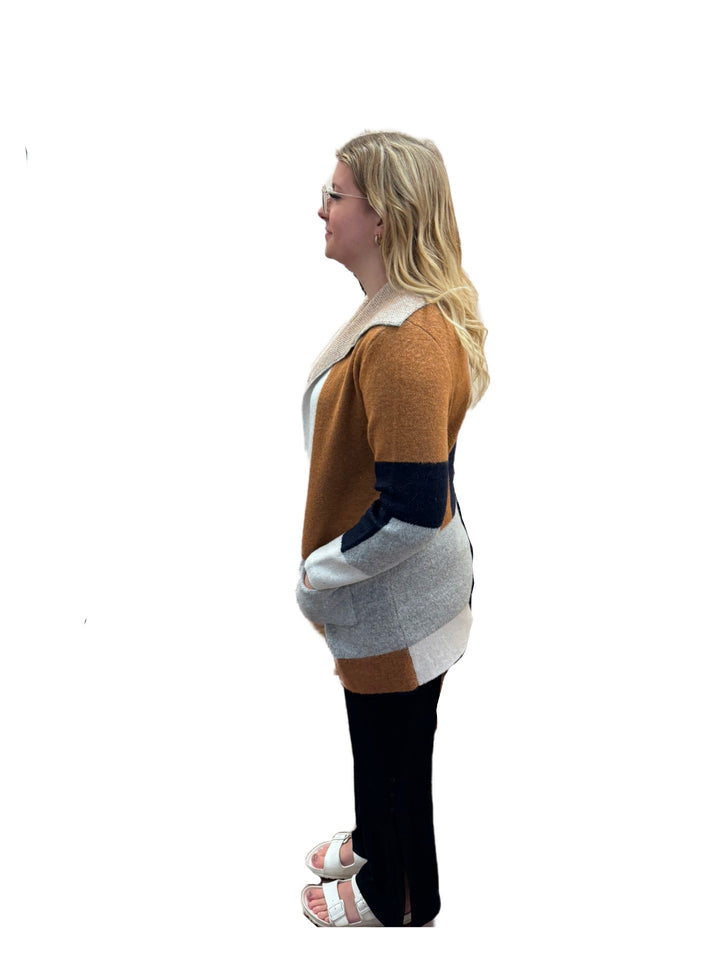Colourblock Open Cardigan - Size X-Large