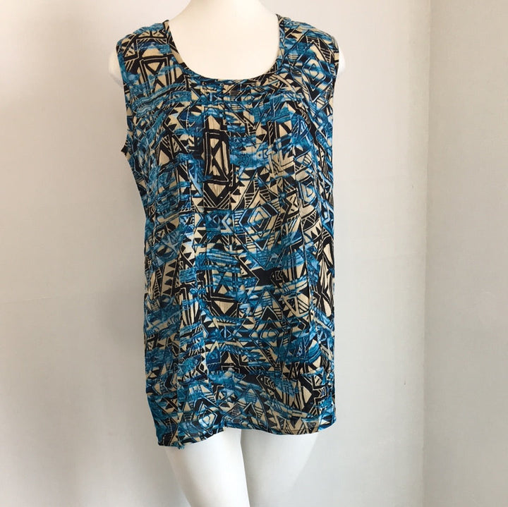 Luna Abstract Tank Top - Blue - Sheer Essentials Lingerie & Swimwear
