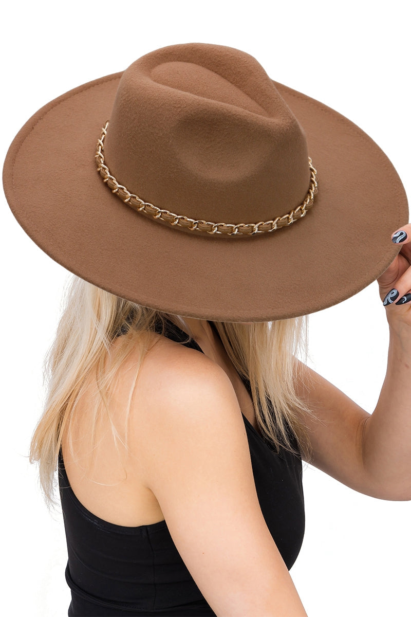 Vegan Leather Wrap Chain Rancher Hat - Sheer Essentials Lingerie & Swimwear