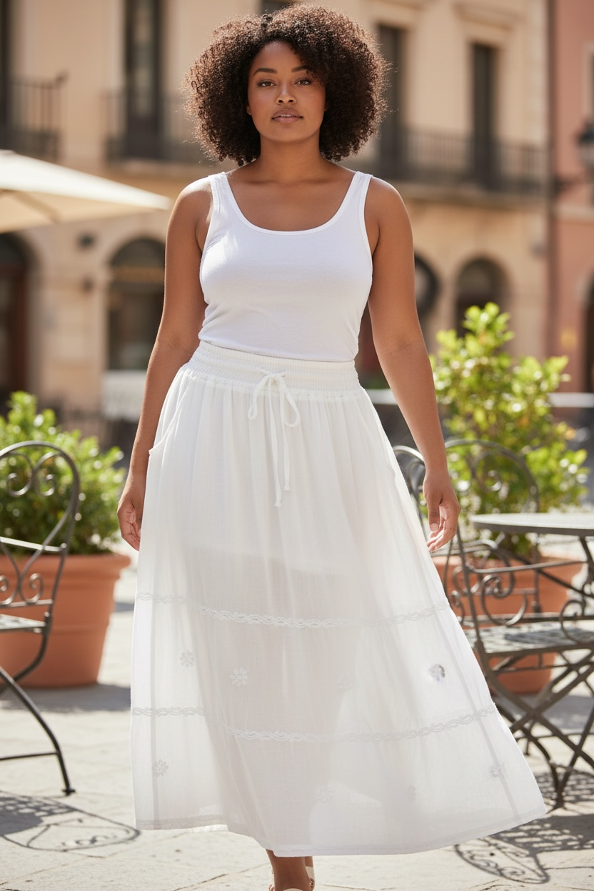 Woven Embroidery Cotton Bell Skirt - Sheer Essentials Lingerie & Swimwear