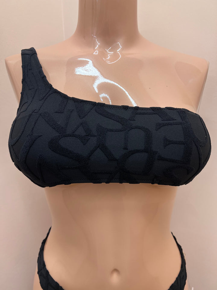 Signature Texture One Shoulder Bikini Top - Size Medium