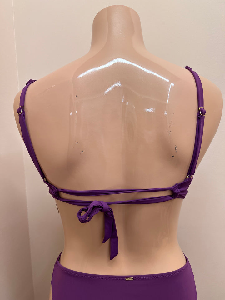 Triangle Padded Bikini Top w/ Picot Elastic Trim - Size Medium