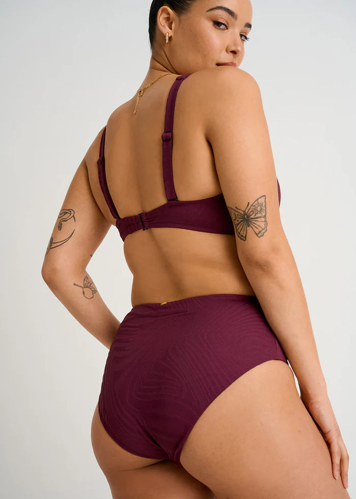 Black Cherry Texture High Waist Retro Abstract Jacquard Bottom