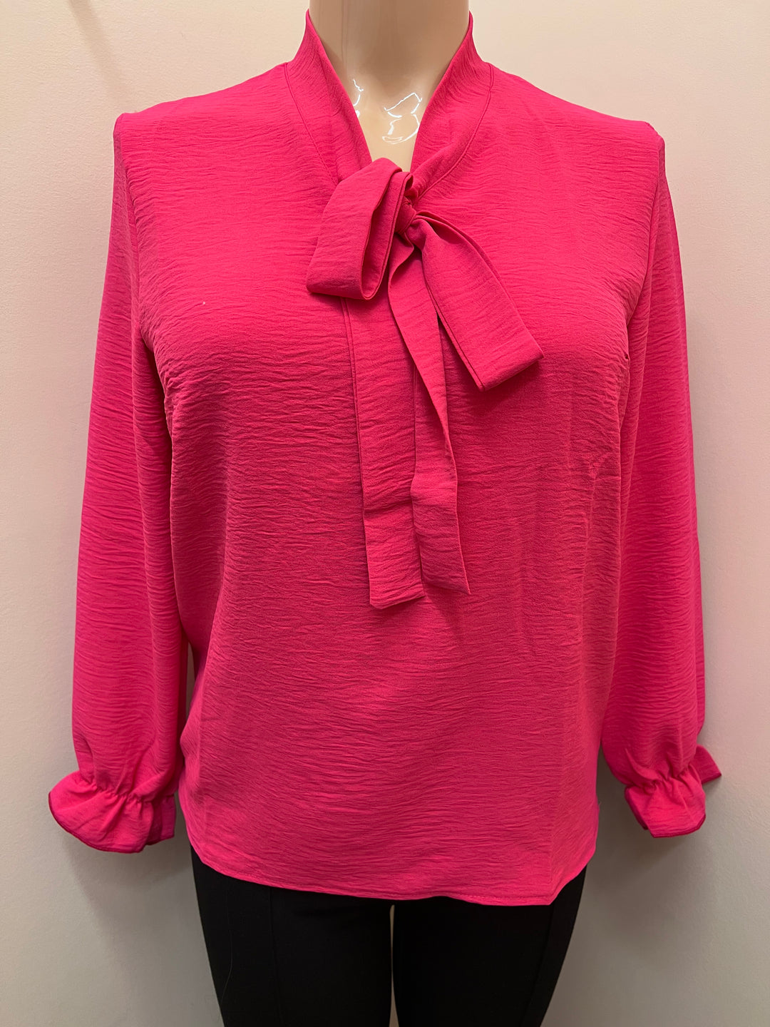Long Sleeve Blouse with Neck Tie