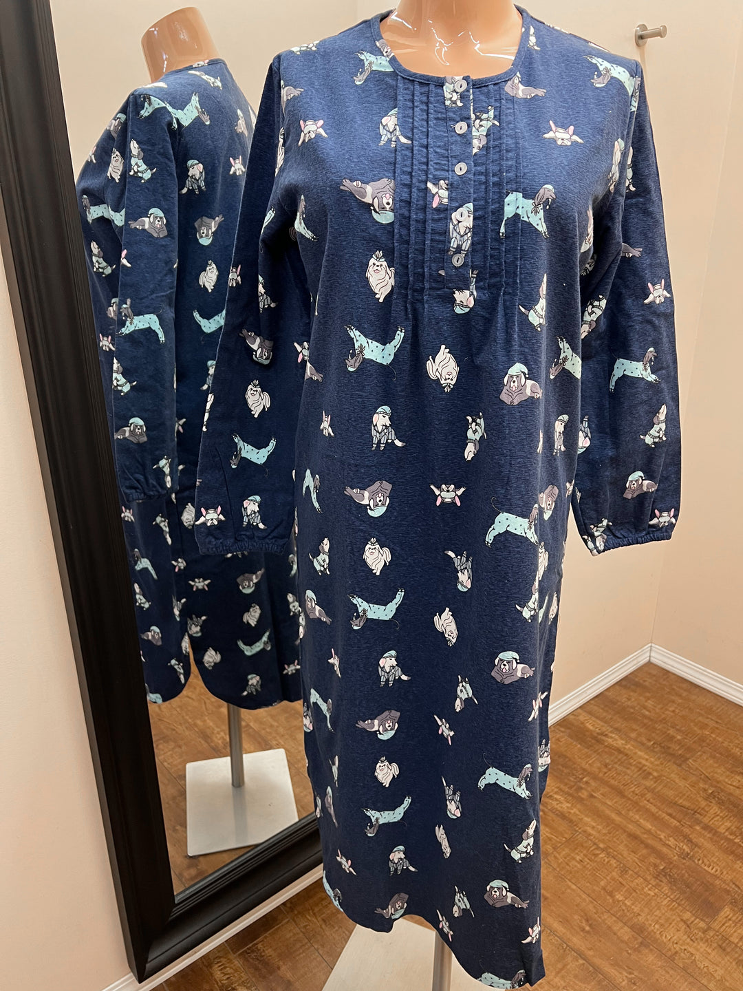 Long Sleeve Flannel Nightgown - Sleepy Dogs