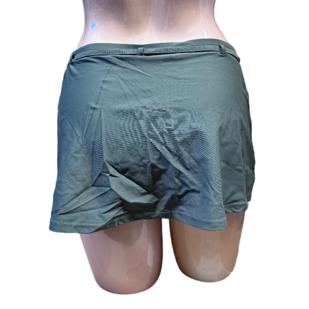 Morning Blossom High Waist Swim Skirt w/ Belt - Thyme