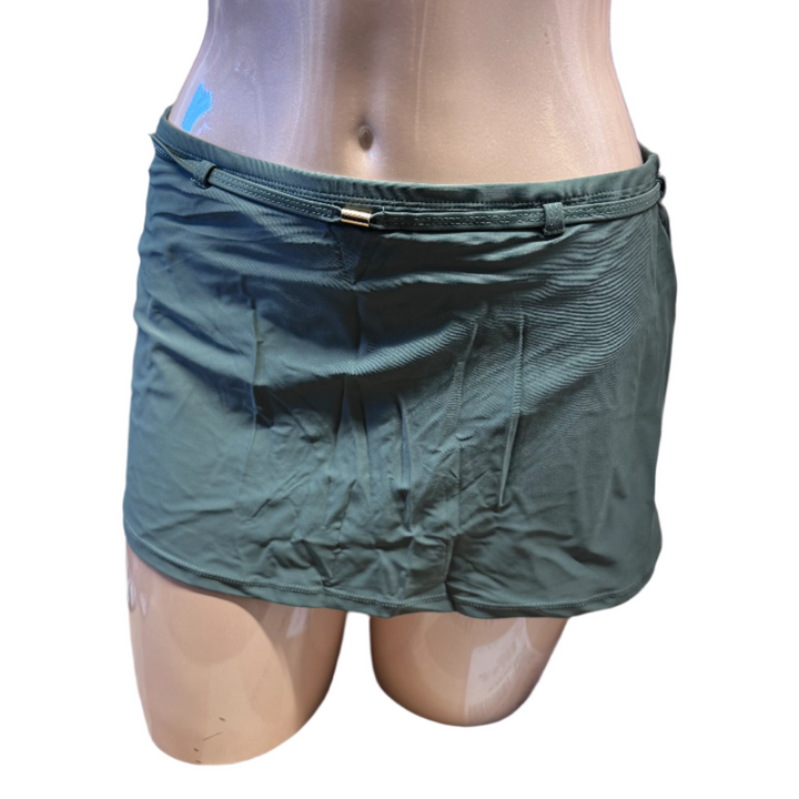 Morning Blossom High Waist Swim Skirt w/ Belt - Thyme