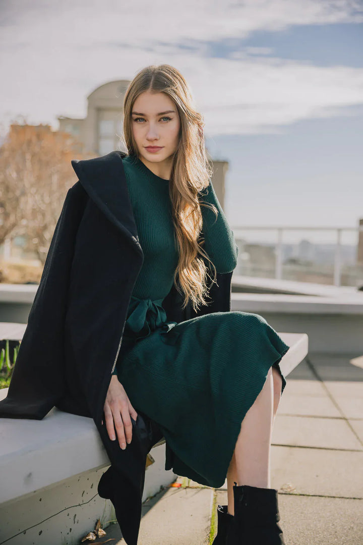 Ribbed Flare Sweater Dress