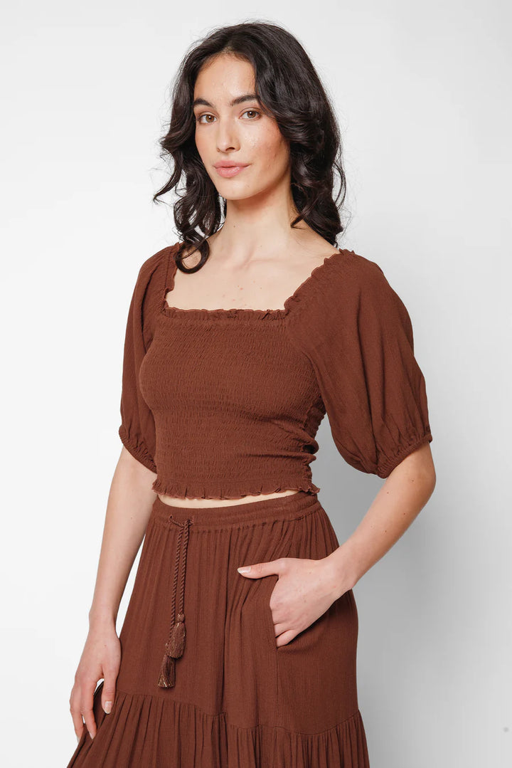 Miami Boho Smocked Crop Top
