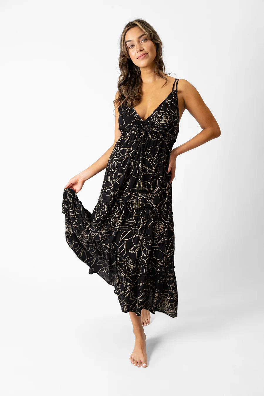 Miami Shine Tiered Midi Dress