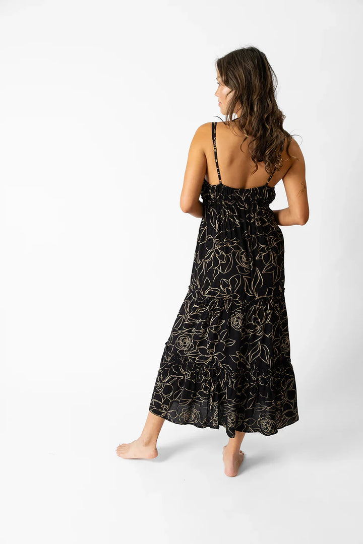 Miami Shine Tiered Midi Dress