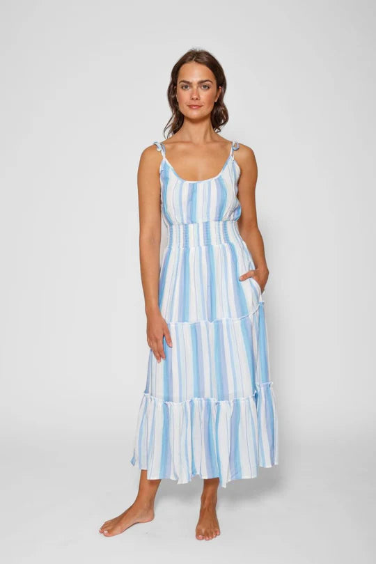 Sicily Shoulder Tie Maxi Dress