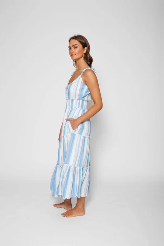 Sicily Shoulder Tie Maxi Dress