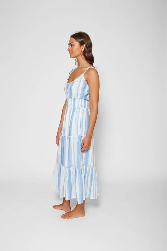 Sicily Shoulder Tie Maxi Dress