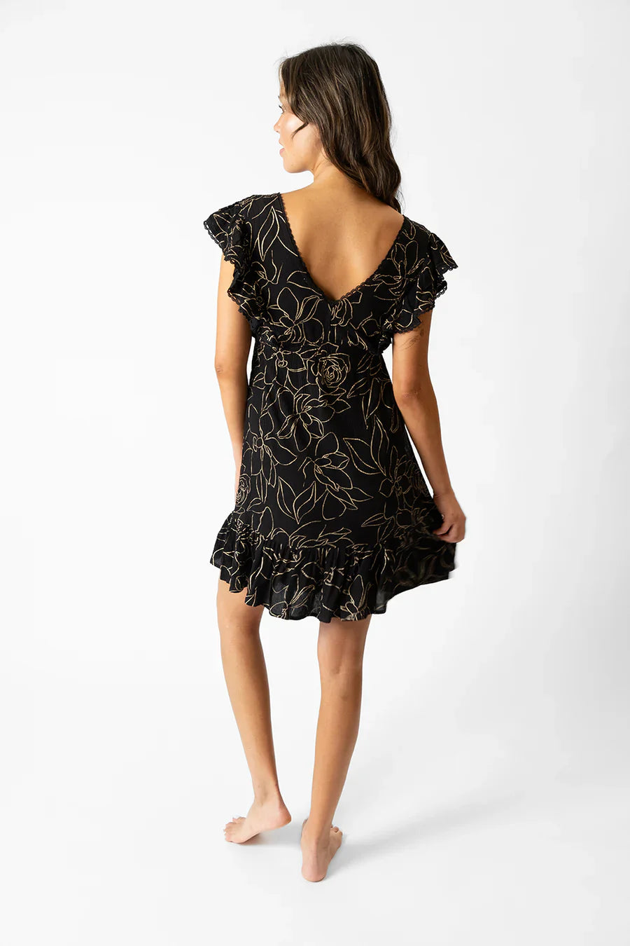 Miami Shine Ruffle Sleeve Dress