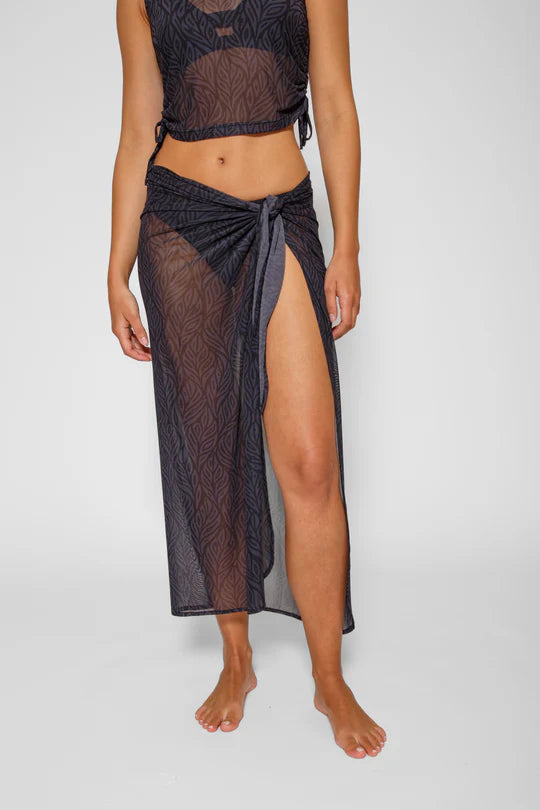 Seascape Mesh Sarong - Midnight Black
